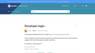 Developer login - The Spotify Community