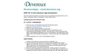 DevereuxApps - Getting Started Guide