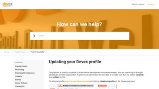 Updating your Devex profile – Devex