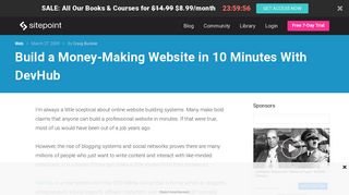 Build a Money-Making Website in 10 Minutes With DevHub — SitePoint