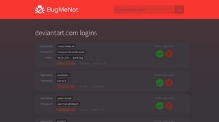 deviantart.com passwords - BugMeNot