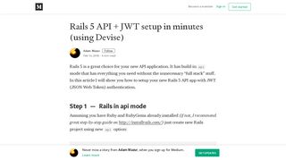 Rails 5 API + JWT setup in minutes (using Devise) – Adam Mazur ...