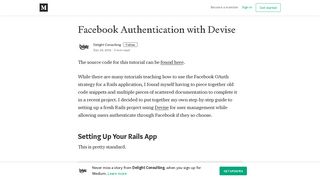 Facebook Authentication with Devise – Delight Consulting – Medium