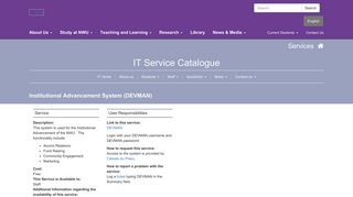 Institutional Advancement System (DEVMAN) | IT Service Catalogue ...