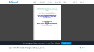 DEVRY CIS 407 iLab 6 of 7 Login and Security Levels by ... - Flipsnack