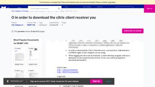 o In order to download the Citrix Client Receiver you must have ...