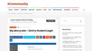 my.devry.edu - DeVry Student Login - - KCommunity