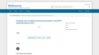 Outlook.com (outlook.com/owa/dvuadmin.net NOT webmail.devry.com ...