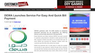 DEWA Launches Service for Easy and Quick Bill Payment