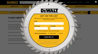 3 Year Limited Warranty - DeWalt