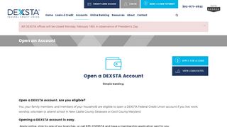 Open a DEXSTA Account | DEXSTA Federal Credit Union, DE