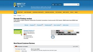 DomainFactory Review 2019 - ratings by 3 users. Avg. Rank 9.7/10