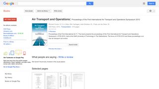 Air Transport and Operations: Proceedings of the First International ...