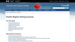 Pacific region fishing licences - Fisheries and Oceans Canada