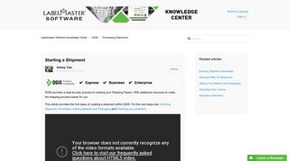 Starting a Shipment – Labelmaster Software Knowledge Center