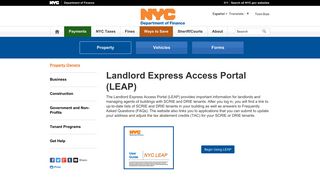 NYC Landlord Express Access Portal - NYC.gov