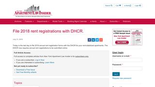 File 2018 rent registrations with DHCR. - Apartment Law Insider
