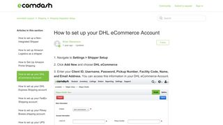 How to set up your DHL eCommerce Account – ecomdash support