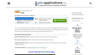 DHL Application, Jobs & Careers Online - Job-Applications.com