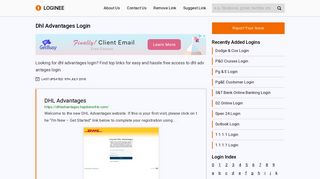 Dhl Advantages Login