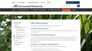 FAQ: Secure Access | Computing | Employees | Dartmouth-Hitchcock