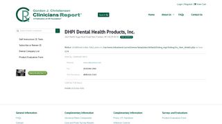 DHPI Dental Health Products, Inc. - Clinicians Report