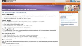 IDHS: Child Care Telephone Billing System - Providers