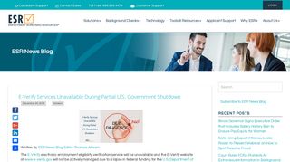 E-Verify Services Unavailable During Partial US Government Shutdown