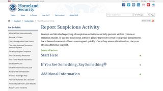 Report Suspicious Activity | Homeland Security