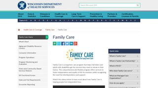 Family Care | Wisconsin Department of Health Services