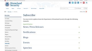 Subscribe | Homeland Security