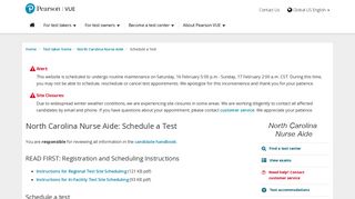 North Carolina Nurse Aide :: Schedule a test :: Pearson VUE