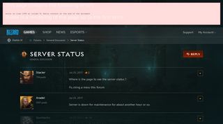 Server Status - Diablo III Forums - Blizzard Entertainment