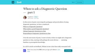 When to ask a Diagnostic Question — part 1 – EEDI – Medium