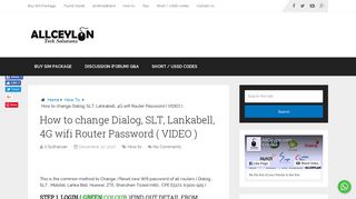 How to change Dialog, SLT, Lankabell, 4G wifi Router Password ...