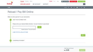 Reload / Pay Bill Online - Dialog