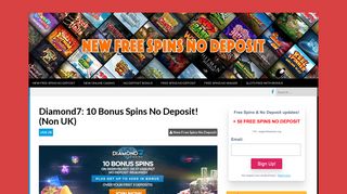 Diamond7: 10 Bonus Spins No Deposit! (Non UK) - New Free Spins ...