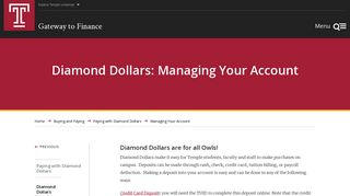 Diamond Dollars: Managing Your Account | Gateway to Finance