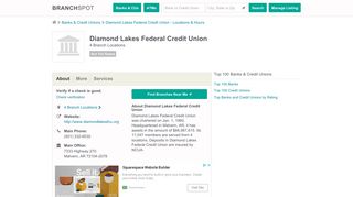 Diamond Lakes FCU - 4 Locations, Hours, Phone Numbers …