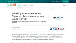 Breaking from the Routine: Diamond Resorts Announces Brand ...