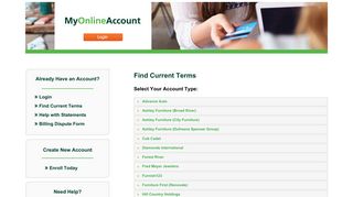 Find Current Terms - my online account