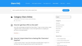 Diaro Online | Diaro FAQ