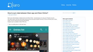 How to sync data between Diaro app and Diaro Online? - UserVoice