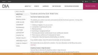 Cookies and the DIA Web Site - Drug Information Association