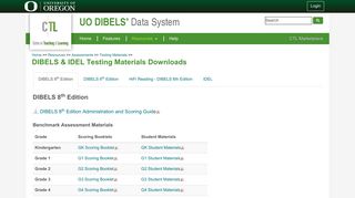 DIBELS & IDEL Testing Materials Downloads : UO DIBELS Data ...