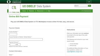 Online Bill Payment : UO DIBELS Data System