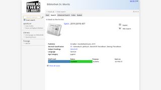 Bibliothek St. Moritz Online Catalog: - Bibliothekssoftware