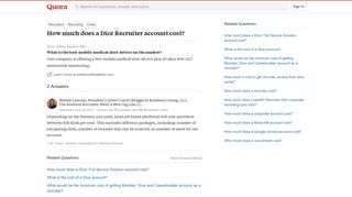 How much does a Dice Recruiter account cost? - Quora