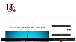 Alert From Facebook Security Team Phishing Scam - Hoax-Slayer