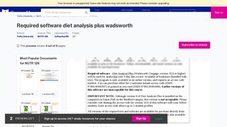 Required software Diet Analysis Plus Wadsworth Cengage version ...